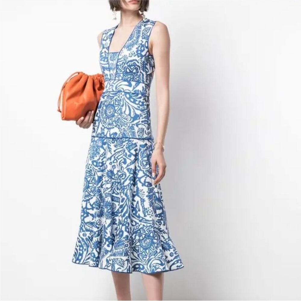 Alexis Blue and White Patterned Sleeveless Dress